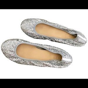 J. Crew silver glitter ballet flats